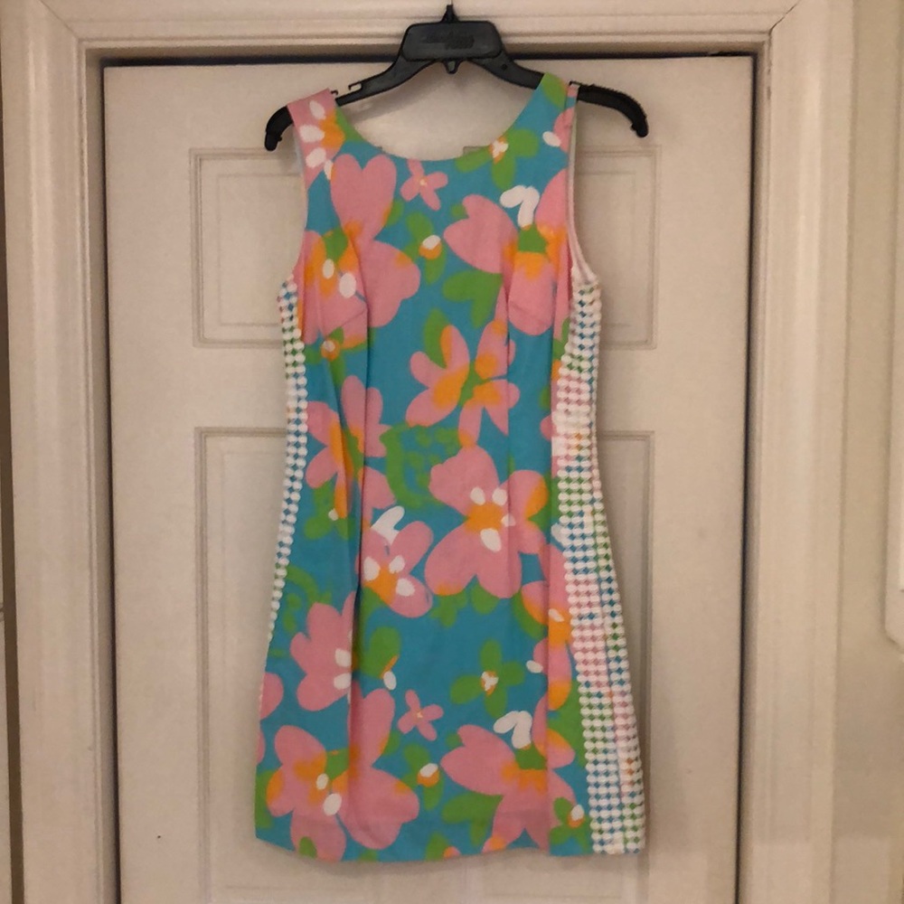 Lilly Pulitzer Size 6 Sundress. Pastel print and crochet side accent. Worn 2x.
